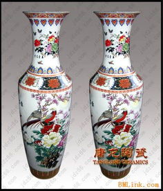 景德鎮(zhèn)陶瓷大花瓶 青花與粉彩的藝術(shù)交響